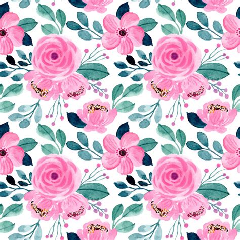 Pink, green, and purple floral pattern. Premium Vector | Beautiful pink and green floral ...