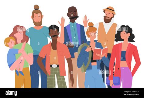 Modern Society Concept Crowd Of People Vector Illustration Cartoon