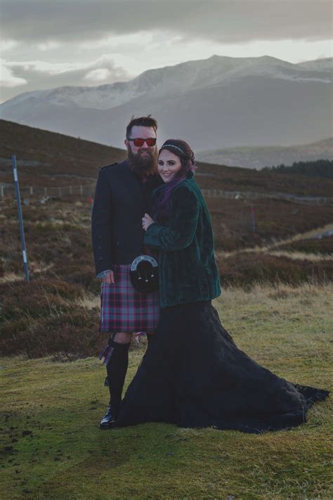 Scottish Highlands Micro Wedding With A Black Wedding Dress And Just Five