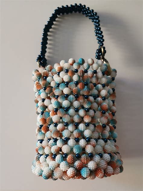 Handmade Top Handle Bucket Cylinder Beaded Handbag With Beaded Etsy