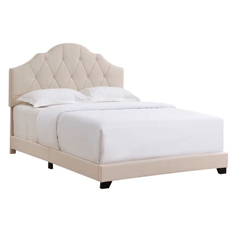 Upholstered Camelback King Bed In Linen Beige