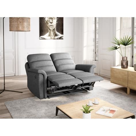 << canapé 2 places tissu pas cher canapé 2 places tissu but >>. Canapé relax 2 places tissu gris clair OSCAR - Linea deco ...