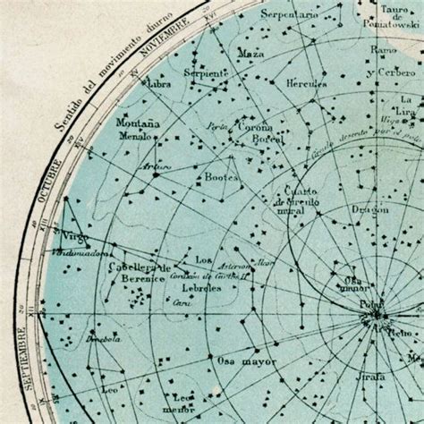 Sky Chart Northern Hemisphere Astronomy Vintage Print 1920s Stars Map