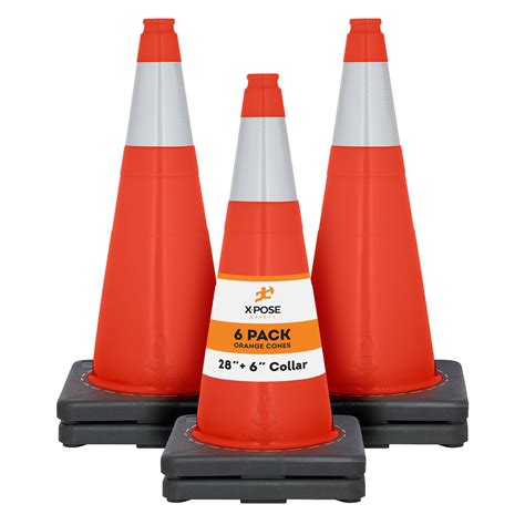 Xpose Safety 28 Inch Orange Traffic Cones With 6 Collar Multipurpose