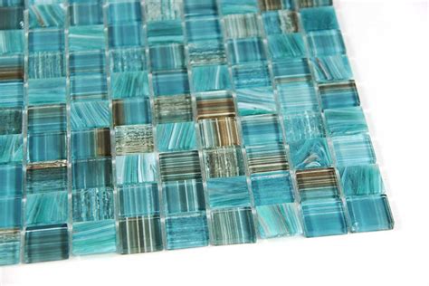 Seven Seas Coral Green Polished Glass 1x1 Pool Tile
