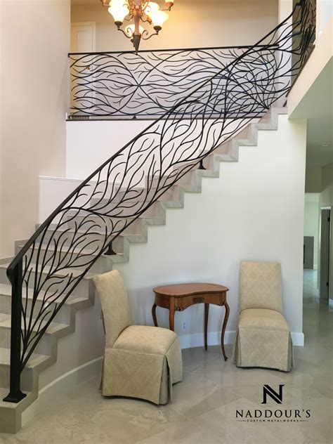 Custom Ornate Iron Staircase Railing Ms45 Branches Nature