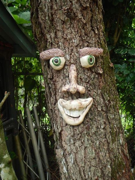 Happy Tree Face Handmade Ceramic Tree Face Tree Faces Wood Art