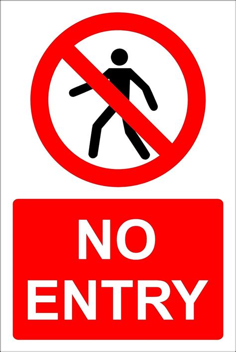 No Entry Safety Sign 3mm Aluminium Sign 300mm X 200mm Uk