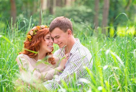 Cheerful Couple Outdoors Stock Photo Image Of Couple 55578582