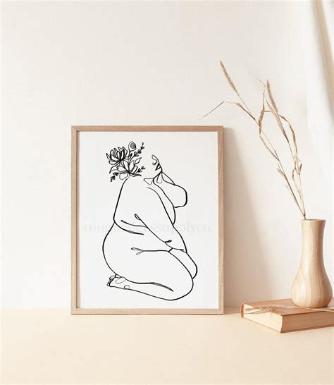 Drawing Illustration Nude Female Body Art Print Female Body Line Art