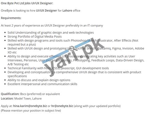 One Byte Pvt Ltd Jobs | UI/UX Designer Jobs | 2020