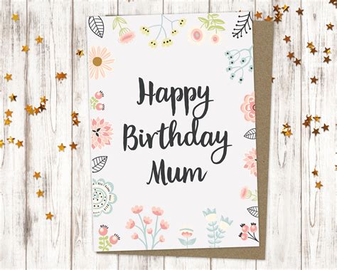 Happy Birthday Mum Card Birthday Card For Mum Happy Etsy