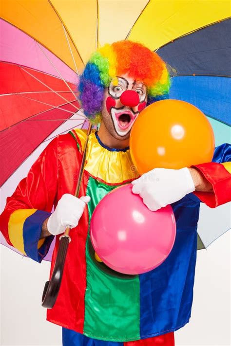 Colorful Funny Clown Holding Balls Stock Photo Image Of Clown