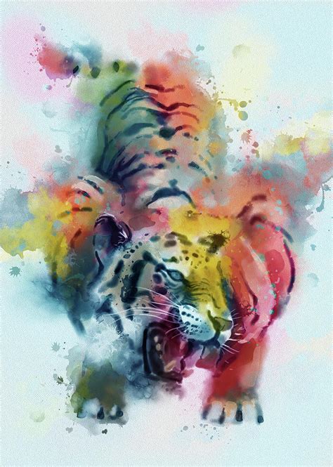 Tiger Roar Colorful Digital Art By Bekim M Fine Art America