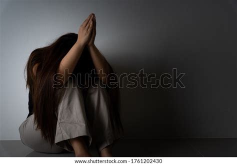 Sad Woman Pray Cry Sitting Alone Stock Photo 1761202430 Shutterstock