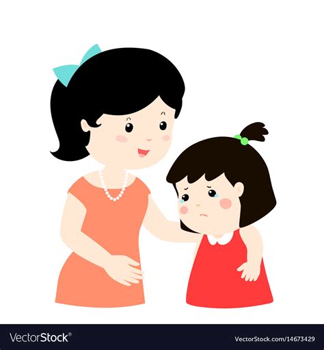 Mother Soothes Crying Daughter Royalty Free Vector Image
