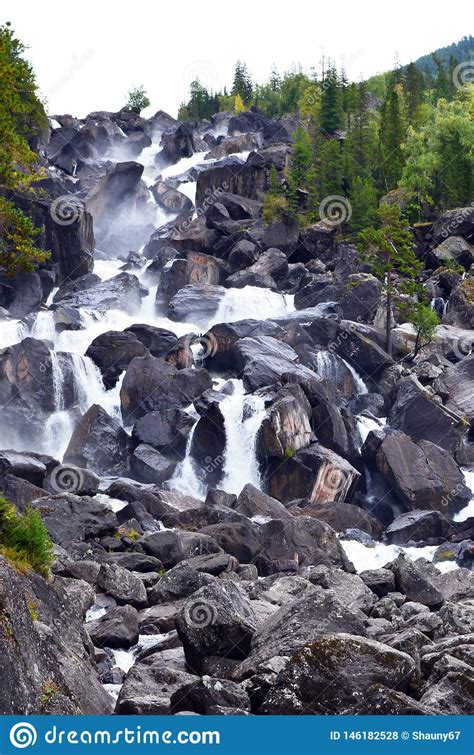 Summer Landscape Of Uchar Waterfall In Altai Mountains Altai Republic