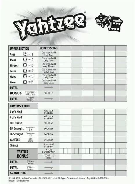 20 Free Printable Yahtzee Score Sheets And Cards Excel Word Best