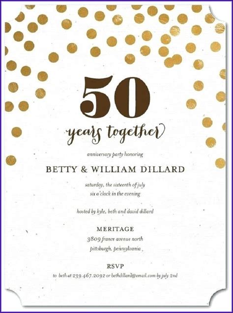 50th Wedding Anniversary Invitation Templates Microsoft Word Templates