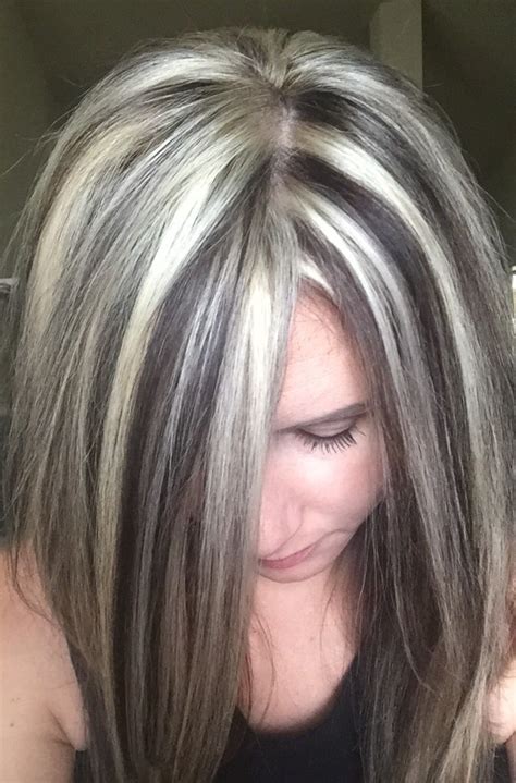 Gray Hair Brown Lowlights Styles De Cheveux Colorés Cheveux Gris