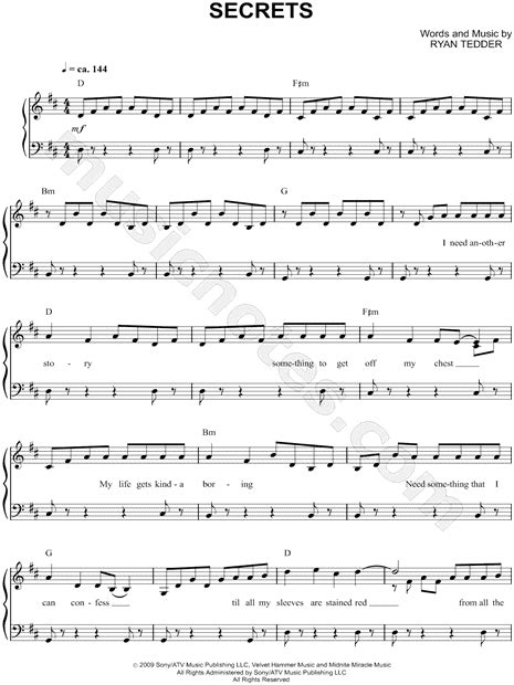 All my secrets away, all my secrets away. OneRepublic "Secrets" Sheet Music (Easy Piano) - Download ...