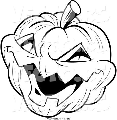 Vector Of A Laughing Evil Jack O Lantern Black And White Halloween