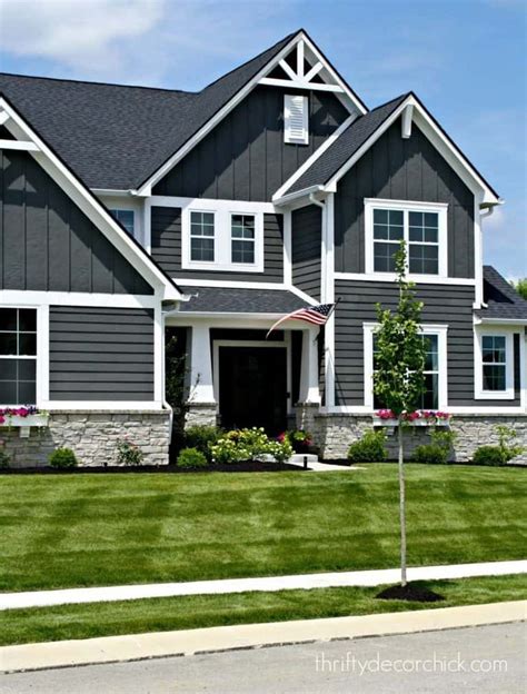 Dark Gray Siding With White Trim Exterior Color Selections Gray