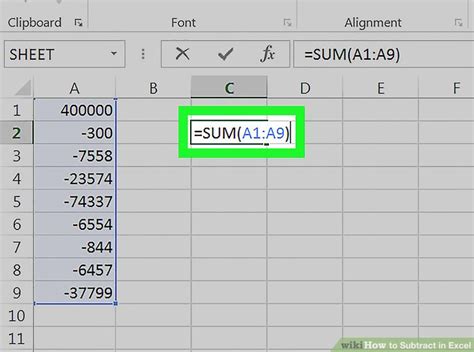 3 Ways To Subtract In Excel Wikihow