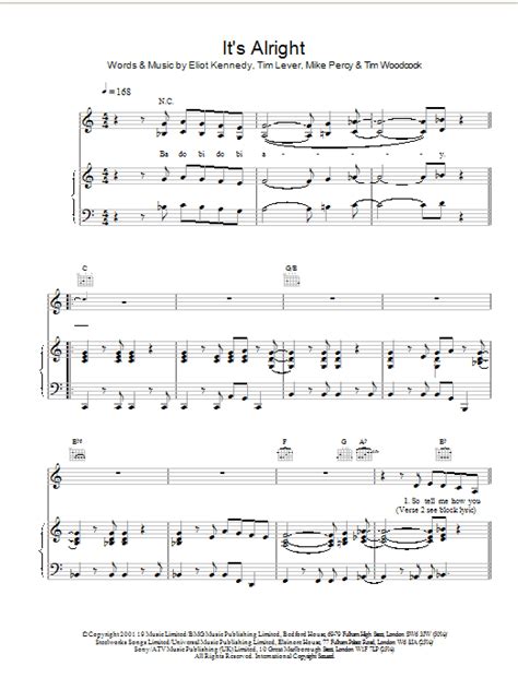 Its Alright Sheet Music S Club 7 Piano Vocal And Guitar Chords