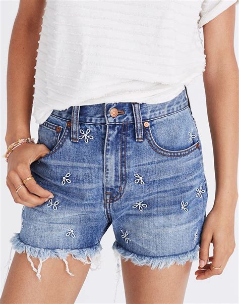 the perfect jean short daisy embroidered edition high waisted shorts denim shorts outfits