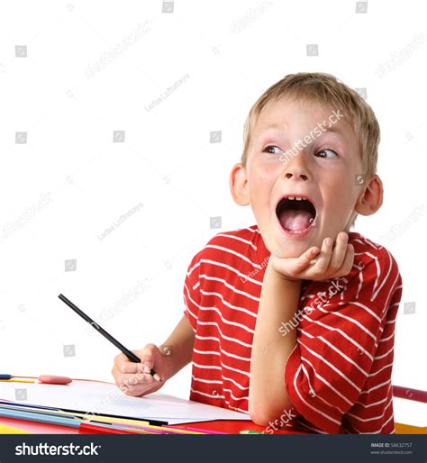 Creative Boy With Pencils Stock Photo 58632757 Shutterstock