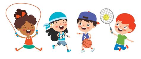 Niños Felices Haciendo Varios Deportes 2399715 Vector En Vecteezy