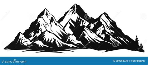 Mountain Silhouette Vector Icon Rocky Peaks Mountains Ranges Stock
