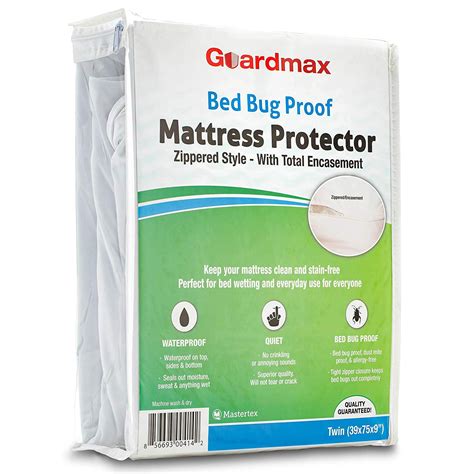 guardmax bed bug mattress protector cover zippered waterproof encasement twin