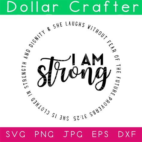 I Am Strong Circle Svg Cut File Set For Cricut Or Silhouette ⋆ Dollar