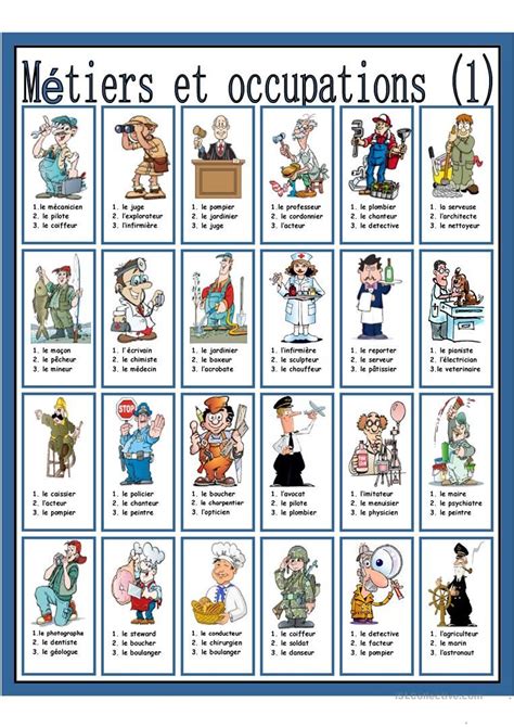 Métiers Et Occupations 1 French Teaching Resources Teaching French