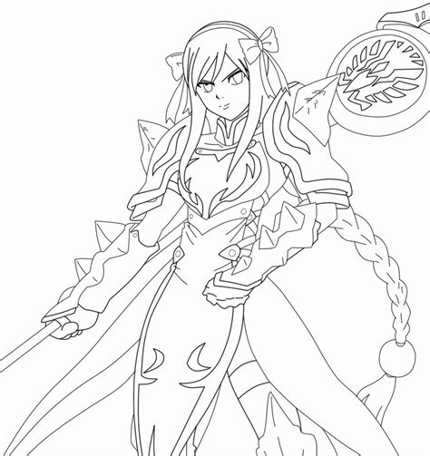 Amazing Erza Scarlet Coloring Page Tail Erza Lineart Empress