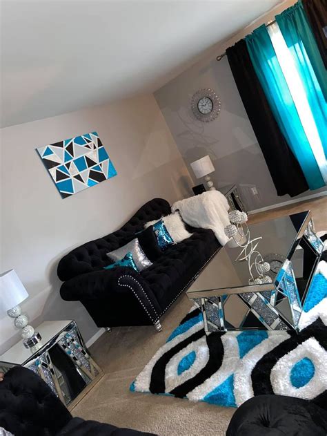 Blue Black And White Color Scheme Blue Living Room Decor Apartment