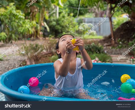 Asian Cute Child Boy Playing Water Stock Photo 1812425860 Shutterstock
