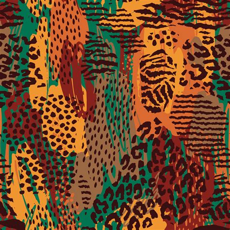 Abstract Seamless Pattern With Animal Print Trendy Hand Drawn Textures