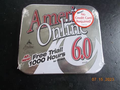 Vintage America Online Aol 60 1000 Hours Free Promo Cd Mailer In Tin