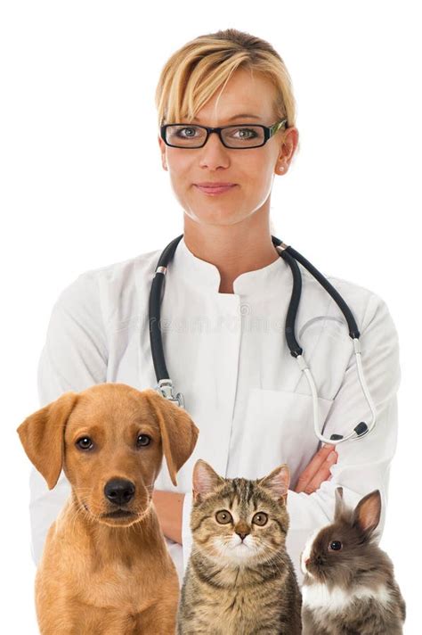 Veterinarian With Animals Stock Image Image Of Smock 79527075