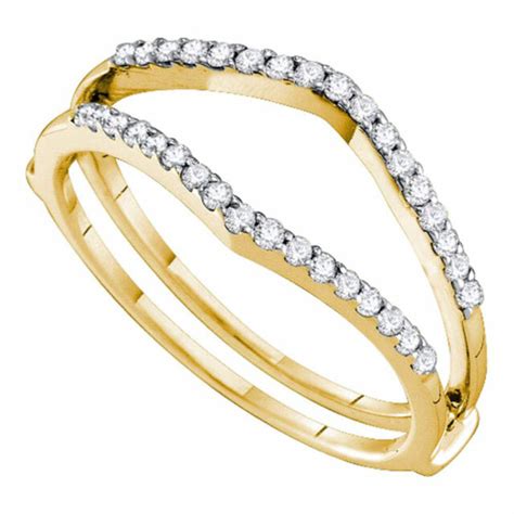 14k Yellow Gold Round Diamond Ring Guard Wrap Enhancer Wedding Band 14 Cttw Ebay