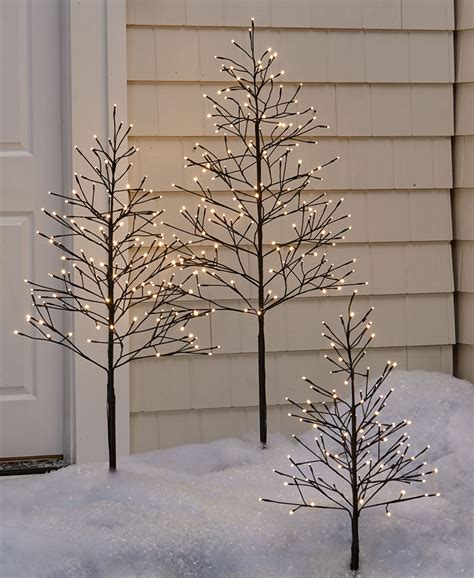 lighted outdoor twig trees with timer in 2020 decorating with christmas lights outdoor