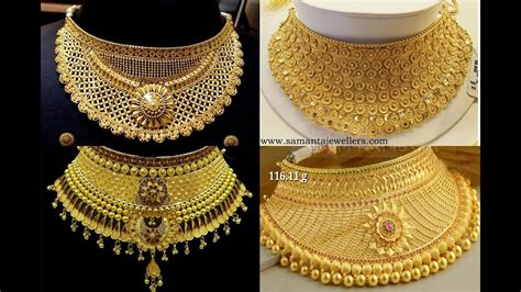 Light Weight Gold Choker Necklace Designs With Weight Traditional