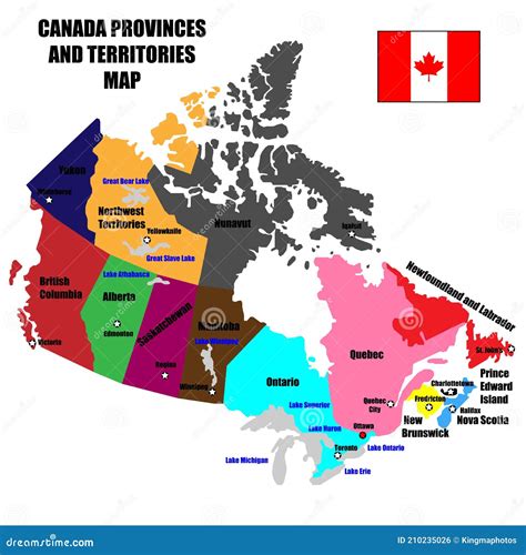 Full Canada Vector Map Of Provinces Territories And Capitals In Bright