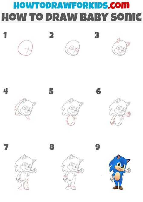 How To Draw Baby Sonic Baby Drawing Drawings Drawing Tutorials For Kids