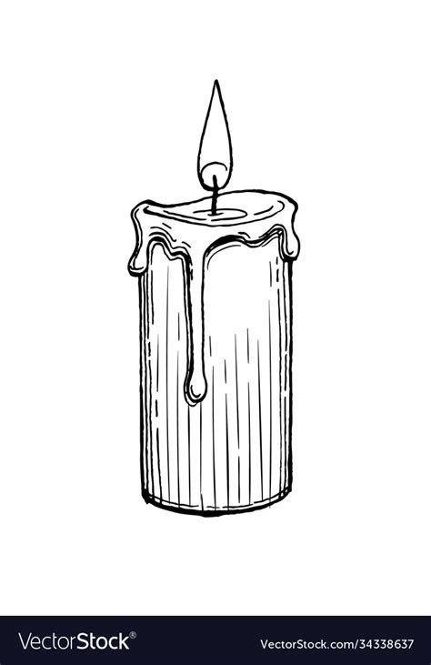 Ink Sketch Burning Candle Royalty Free Vector Image