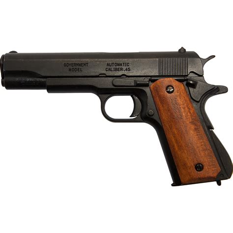 Replica M1911a1 Black Finish Dark Wood Grips Government Automatic