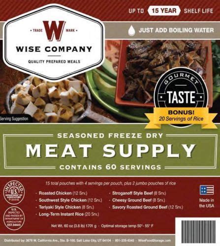 Thrive freeze dried foods are packaged by thrive life. Wise Company 60 Serving Gourmet Freeze Dried Meat Bucket ...
